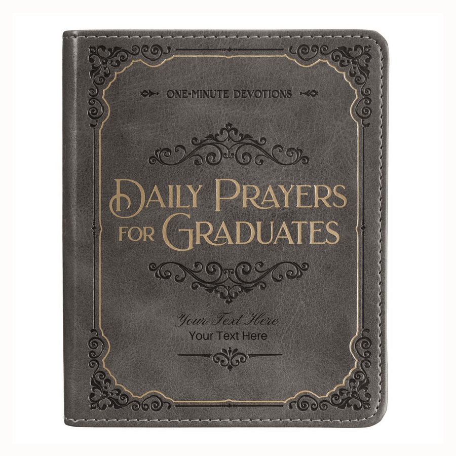 Personalized Custom Text Your Name Daily Prayers for Graduates Devotional Gray Faux Leather