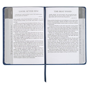 Words of Jesus for Daily Living Blue Faux Leather Devotional - Jan De Wet