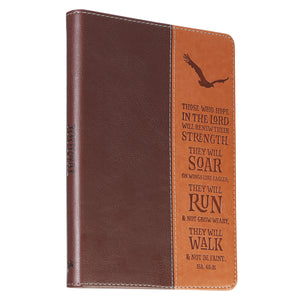 Personalized Journal Custom Text Soar On Wings Like Eagles Classic LuxLeather Journal Brown/Tan