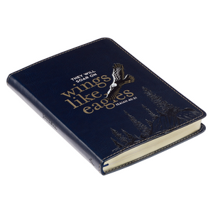 Personalized Journal Wings Like Eagles Navy Blue Handy-sized Faux Leather