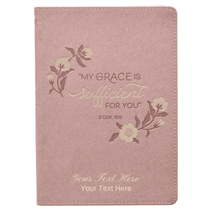Personalized Journal Custom Text Your Name Sufficient Grace Pearlescent Dusty Rose