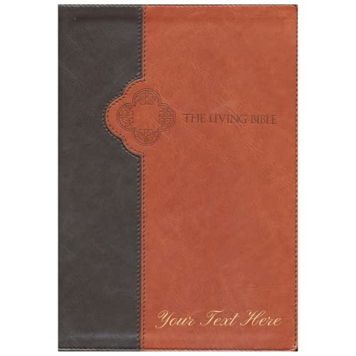 Personalized The Living Bible Large Print Edition TuTone Brown Leatherlike