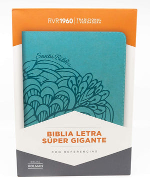 Personalized RVR 1960 Biblia Letra Súper Gigante Aqua símil piel (Spanish Edition)