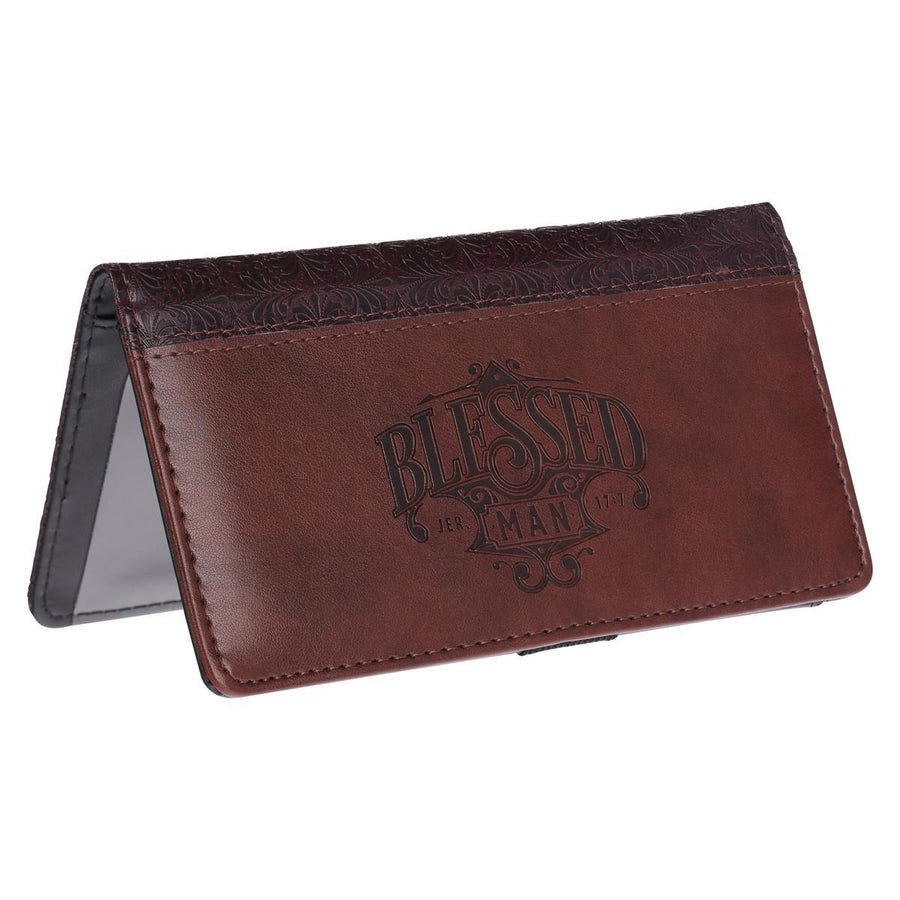 Blessed Man Jeremiah 17:7 Two-tone Brown Faux Leather Checkbook Cover