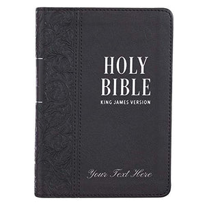 Personalized KJV Holy Bible SMALL COMPACT Black Faux Leather w/Ribbon Marker