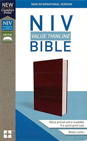 Personalized NIV Value Thinline Bible with Cross Burgundy Leathersoft New International Version