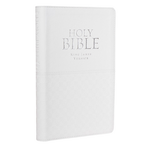 Personalized Custom Text Your Name KJV Indexed White Gift Holy Bible Faux Leather Bound King James Version