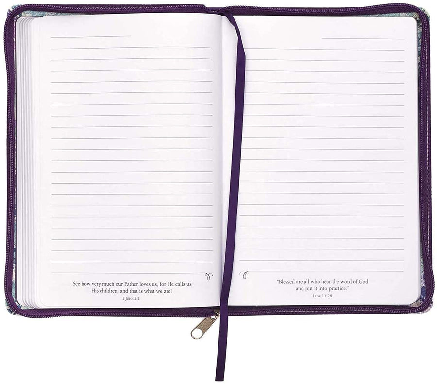 Personalized Journal Everything Beautiful Purple Faux Leather with Zipped Closure - Ecclesiastes 3:11