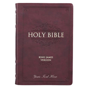 Personalized KJV Thinline Bible Large Print Faux Leather Burgundy with Thumb Index