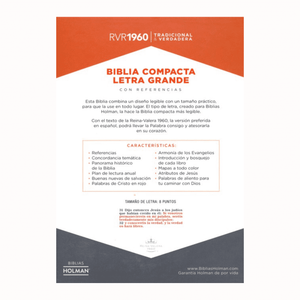 Personalized Custom Text Your Name RVR 1060 Biblia Compacta Letra Gde. Piel Imit. Marron Solapa Mag. (Spanish)