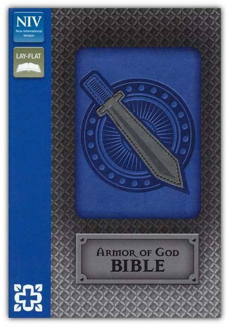 Personalized Bible with Custom Text NIV Kids' Bible Armor of God Bible Italian Duo-Tone Blue/Silver