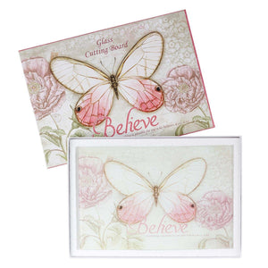 Believe Butterfly Small Glass Cutting Board