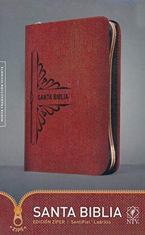 Personalized Santa Biblia NTV Edición Zíper SentiPiel Ladrillo