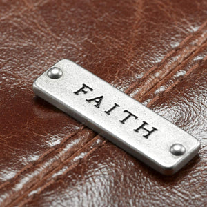Faith Faux Leather Brown Personalized Bible Cover for Women