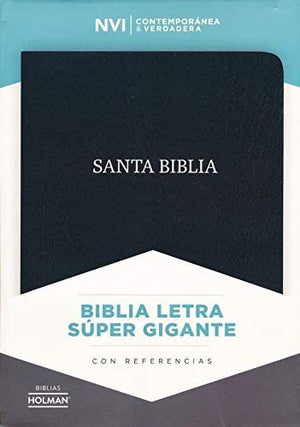 Personalized NVI Biblia Letra Súper Gigante Negro piel fabricada con índice (Spanish Edition)