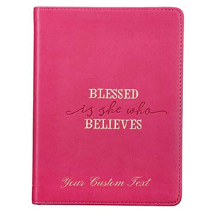 Personalized Journal Custom Text Blessed Is She Handy-Sized LuxLeather Pink