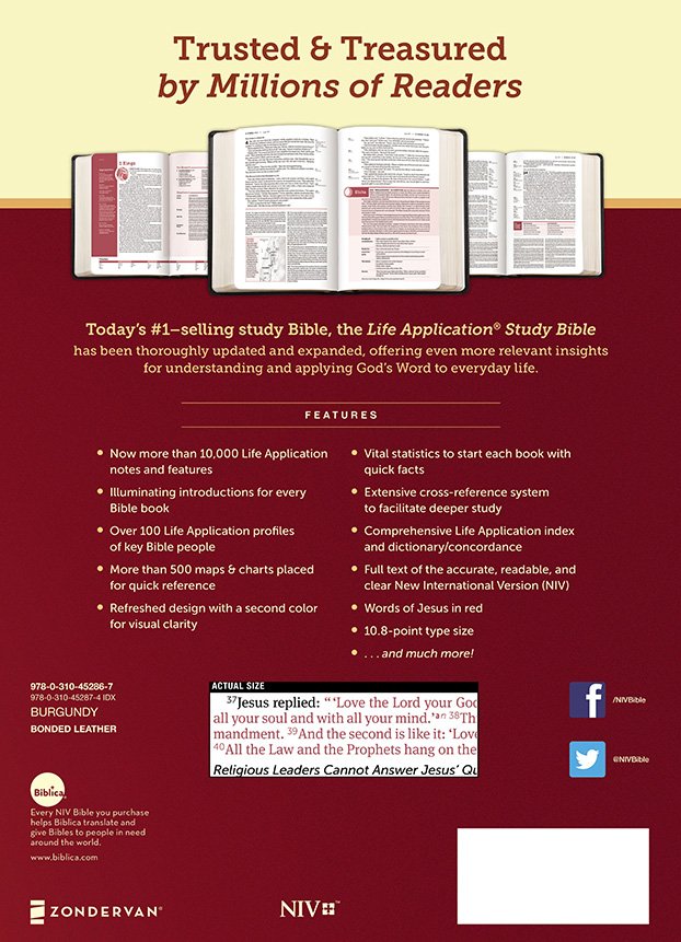 Personalized NIV Life Application Study Bible Third Edition Large Print
