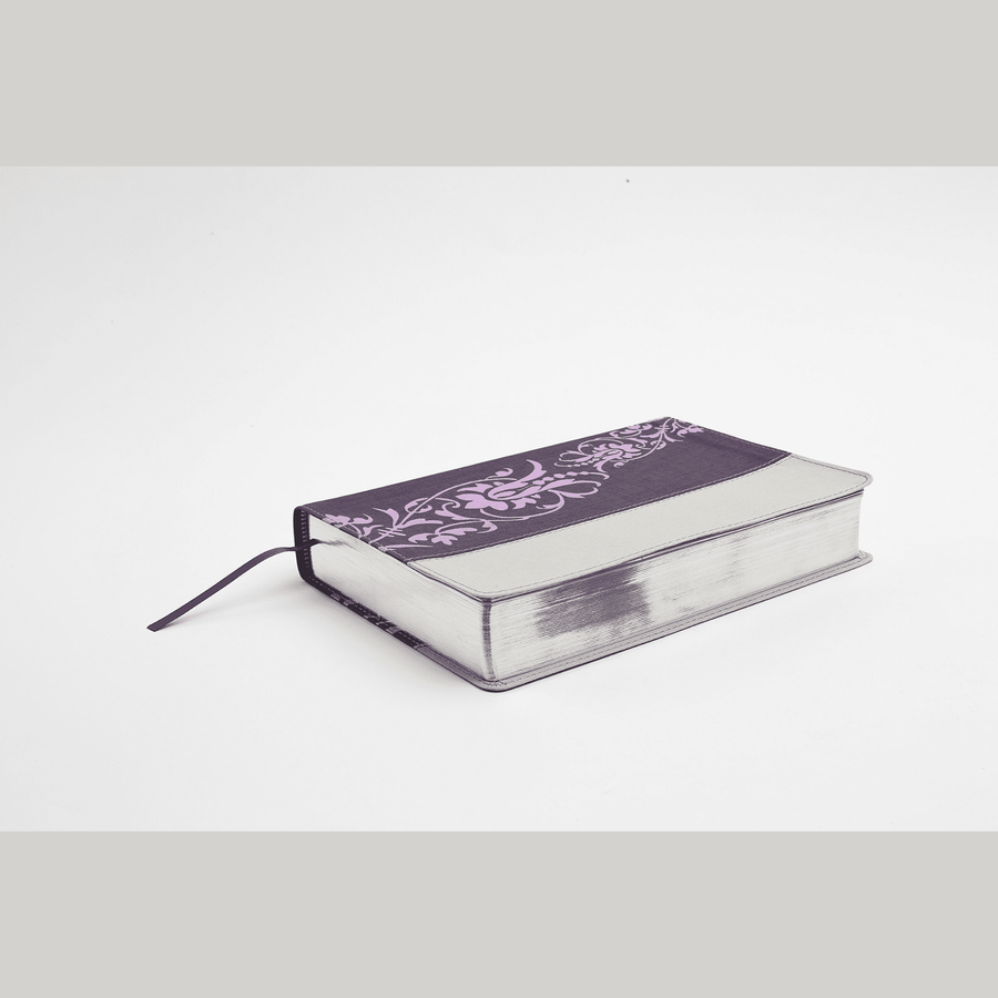 Personalized Custom Text Your Name NKJV The Study Bible for Women Purple/Gray Linen LeatherTouch