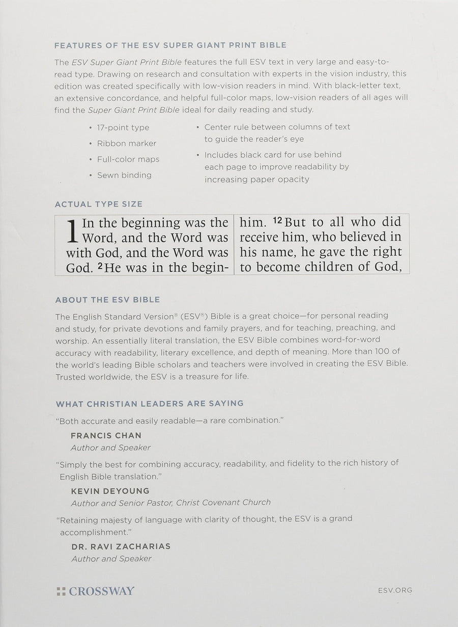 Personalized Custom Text Name ESV Super Giant Print Bible TruTone Burgundy English Standard Version