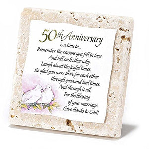 50th Anniversary 4 x 4 Resin Stone Easel-Back Tile Plaque