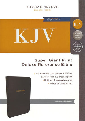 Personalized Custom Text Your Name KJV Super Giant Print Deluxe Reference Leathersoft Black King James Version