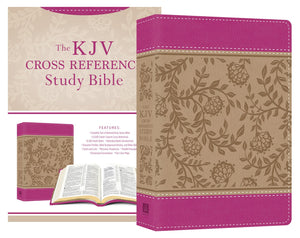Personalized Custom Text KJV Cross Reference Study Bible Peony Blossoms PinkBrown King James Version