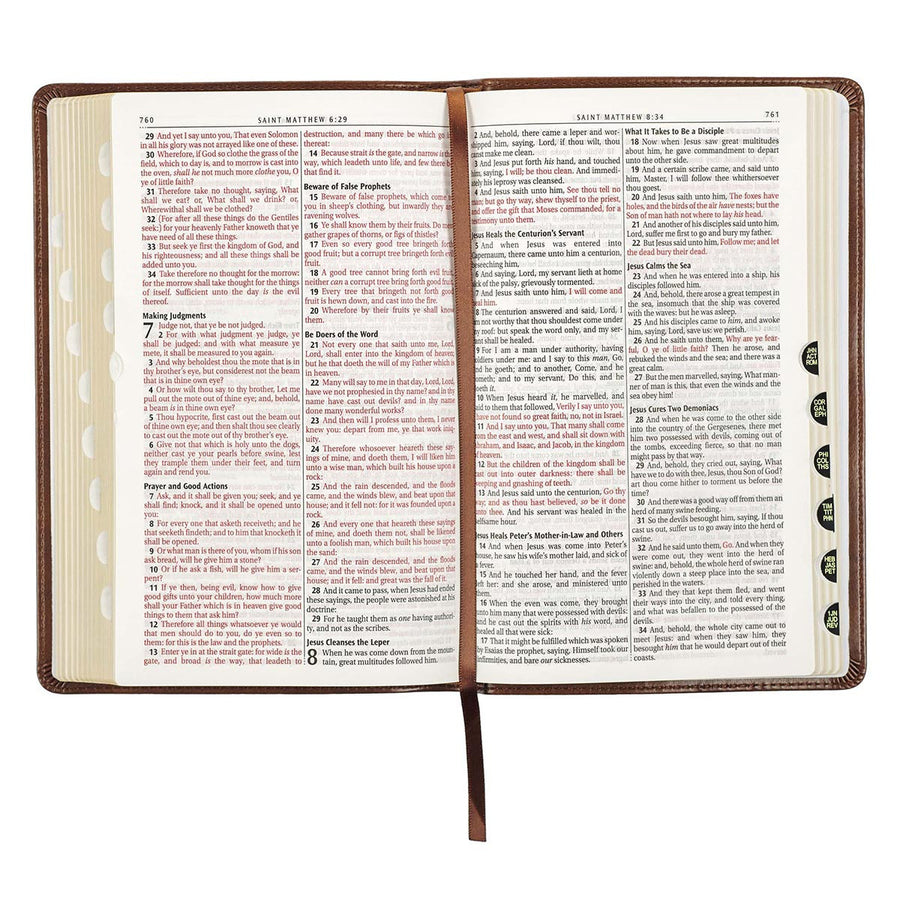 Personalized Custom Text Your Name KJV Deluxe Gift Bible Brown Faux Leather King James Version