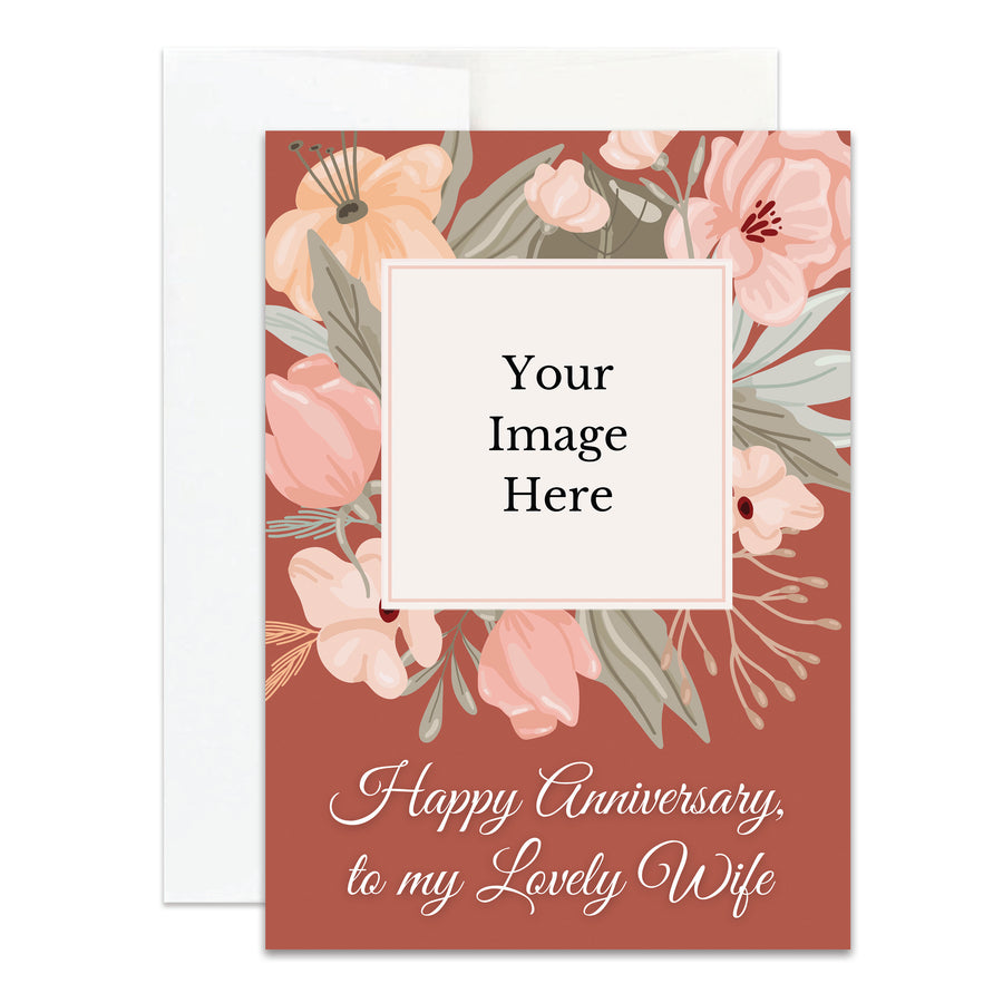 Personalized Christian Anniversary Card for Wife Custom Your Photo Image Upload Your Text Greeting Card