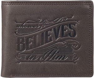 Whoever Believes Brown Leather Wallet In Tin Gift Box