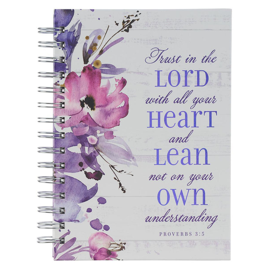 Trust in the Lord Proverbs 3:5 Purple Floral Wire-bound Journal