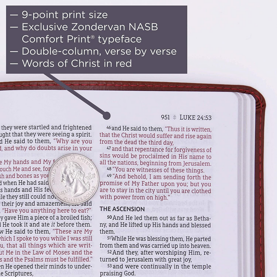 Personalized NASB Thinline Bible Leathersoft Brown 1995 Text Comfort Print