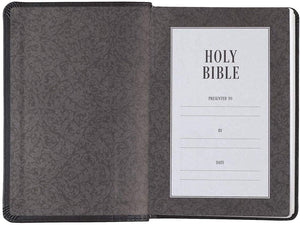 Personalized KJV Holy Bible SMALL COMPACT Black Faux Leather w/Ribbon Marker