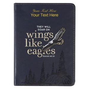 Personalized Journal Wings Like Eagles Navy Blue Handy-sized Faux Leather