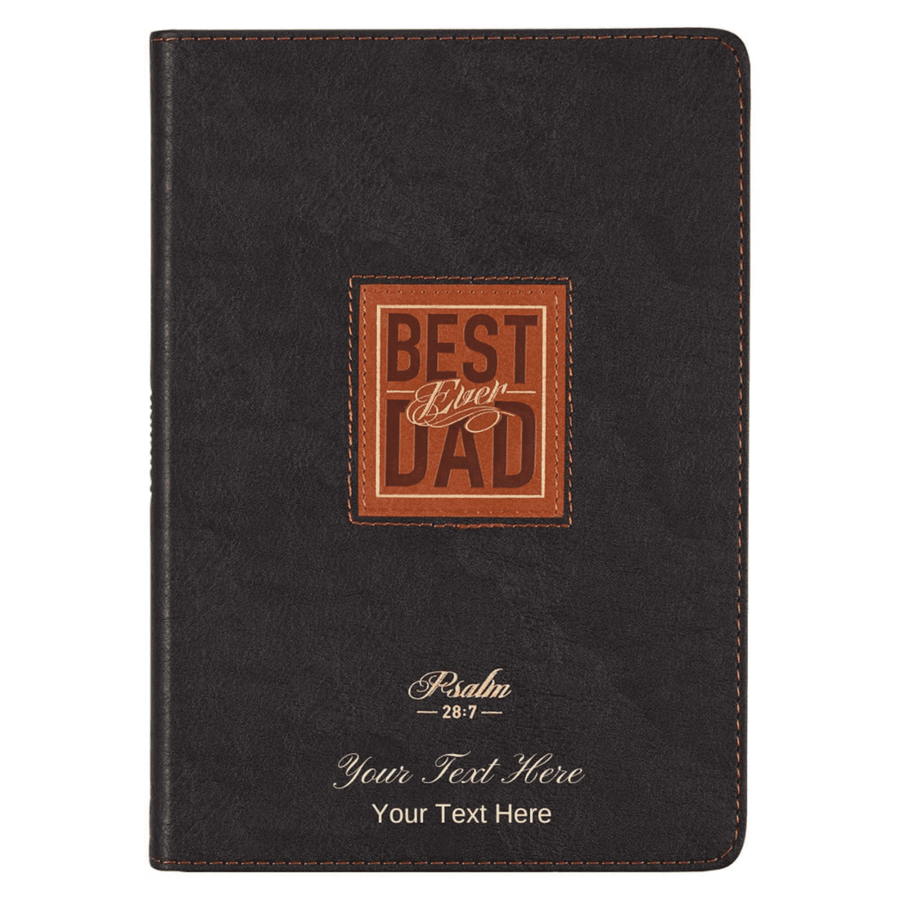 Personalized Journal Custom Text Your Name Best Dad Ever Brown Faux Leather Classic Journal - Psalm 28:7