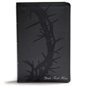 Personalized KJV Giant Print Reference Bible Charcoal LeatherTouch Red Letter