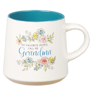 Grandma Floral Ceramic Mug with Clay Dipped Base