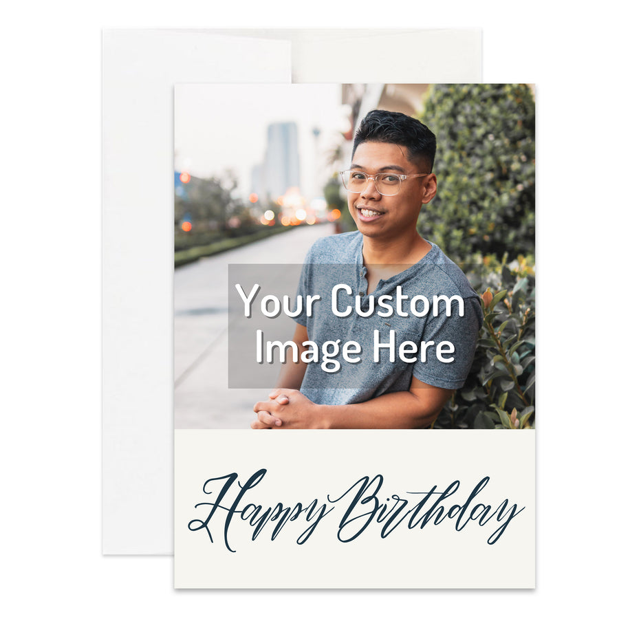 Personalized Happy Birthday Card Custom Your Photo Image Upload Your Text Greeting Card