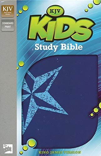 Personalized Custom Text Your Name KJV Kids Study Bible Blue Leathersoft King James Version
