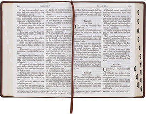 Personalized KJV Holy Bible Super Giant Print Brown Faux Leather Bible w/Ribbon Marker