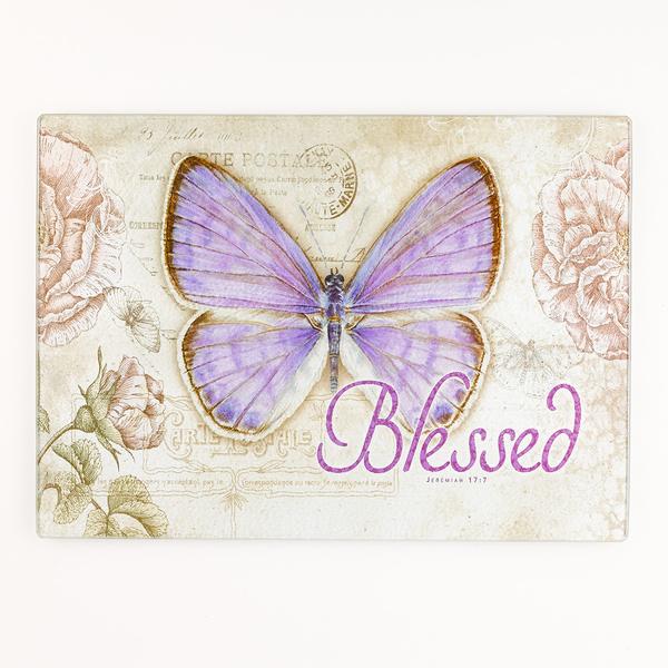 Purple Blessed Glass Cutting Board