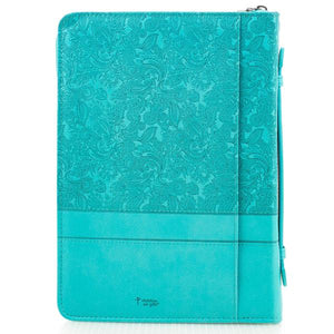 Everlasting Love Jeremiah 31:3 Turquoise Faux Leather Large Bible Cover