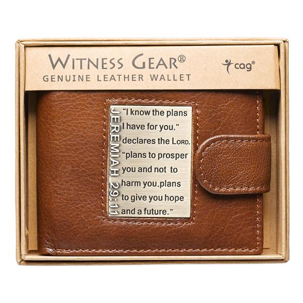 I Know the Plans Jeremiah 29:11 Brown Genuine Leather Wallet