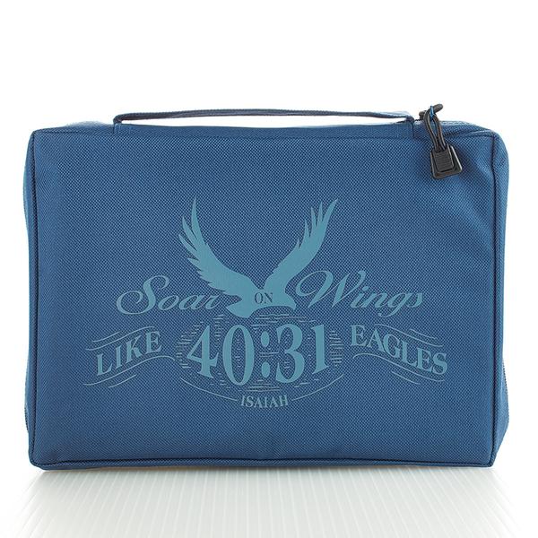 Soar On Wings Isaiah 40:31 Blue Canvas Large Bible Cover