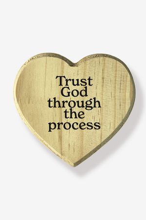 Trust God Through The Process Heart Shaped Wood Decor