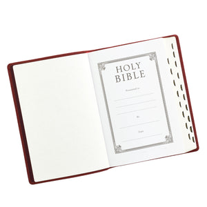 Personalized KJV Super Giant Print Holy Bible Full Grain Premium Leather Thumb Index Burgundy