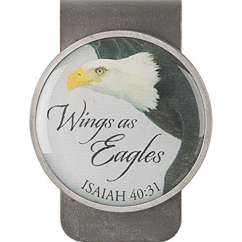 Wings As Eagles Isaiah 40:31 Pewter Metal Men's Money Clip Holder