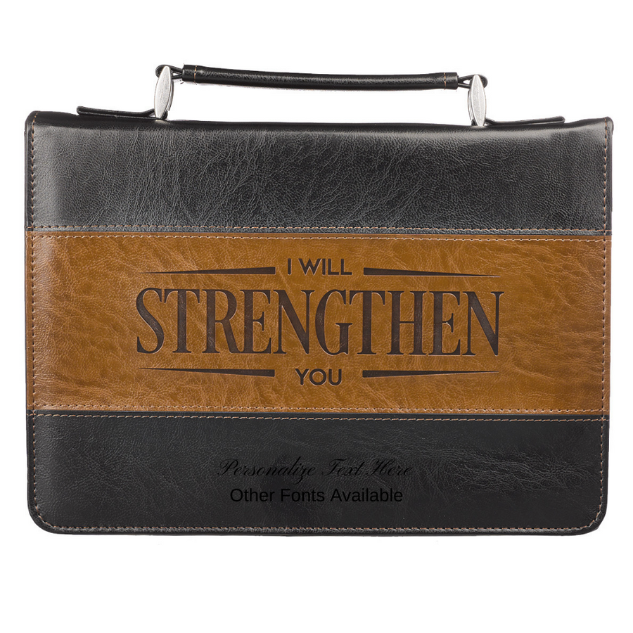 Isaiah 41:10 Faux Leather Two-Tone Tan Personalized Bible Cover for Men
