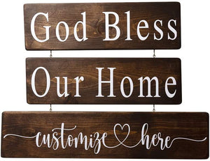 Personalized God Bless Our Home Wood Decor