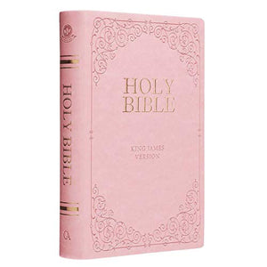 Personalized KJV Holy Bible Giant Print Full-Size Bible Pink Faux Leather Bible w/ Ribbon Marker
