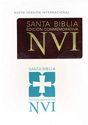 Personalized Biblia NVI Edición Conmemorativa Color Cafe Cuero Genuino Página Dorada